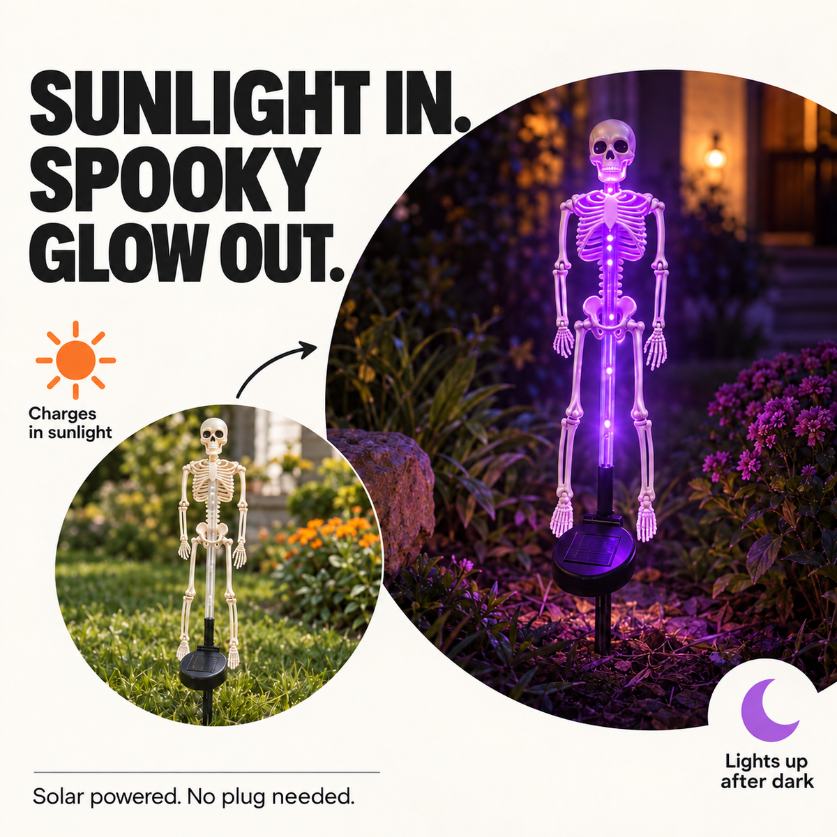 Everlo Skull Solar Garden Stake Light