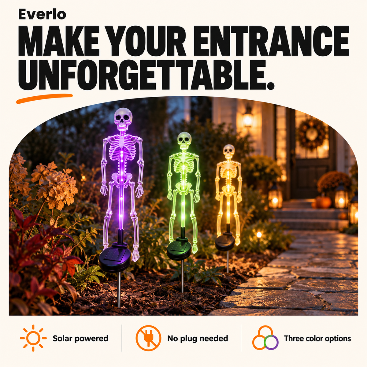 Everlo Skull Solar Garden Stake Light