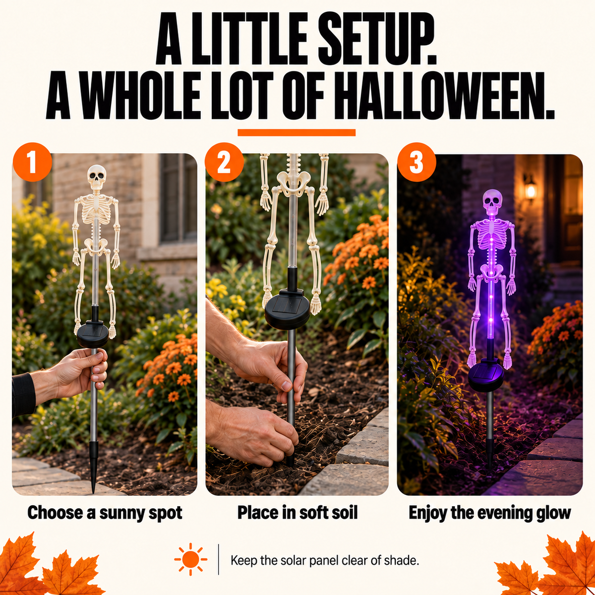 Everlo Skull Solar Garden Stake Light